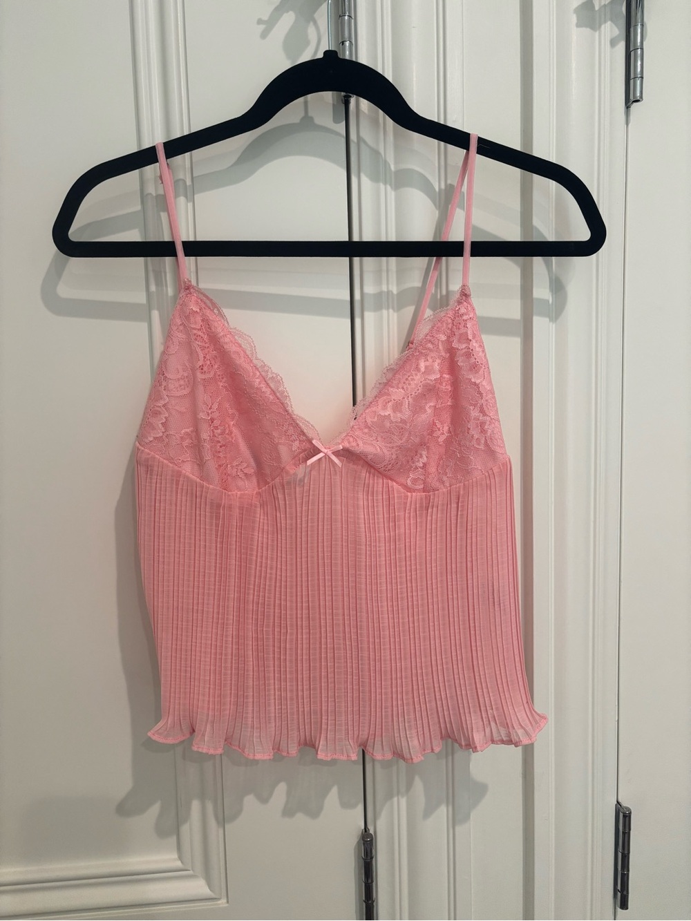 Pink Lace Camisole Pleated Tank Top Size L Stella Laguna Beach